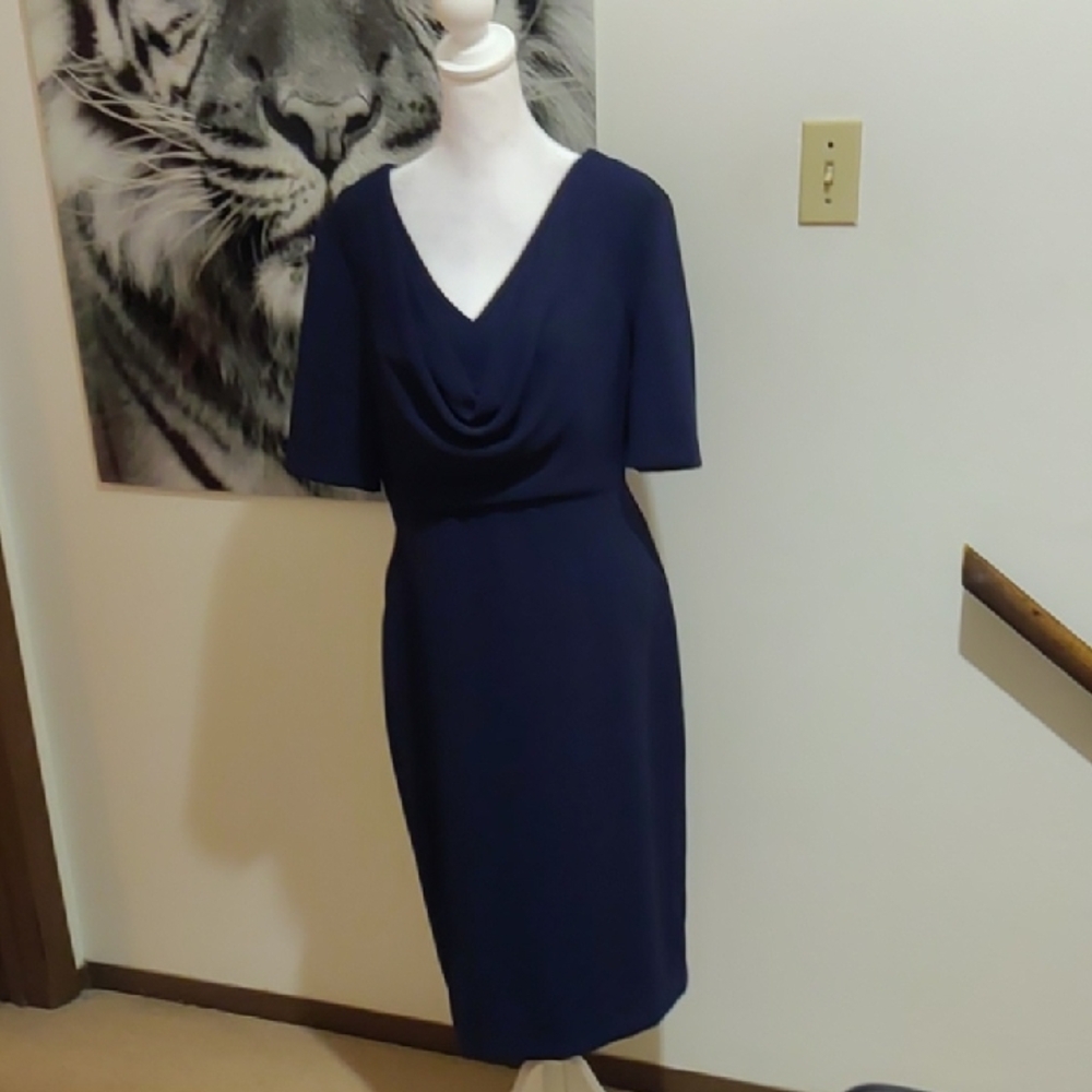 Anne Klein Navy Blue Midi Dress